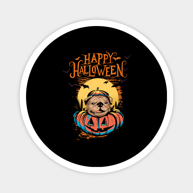 Halloween Happy Halloween Funny Pug Costume Magnet by Pummli